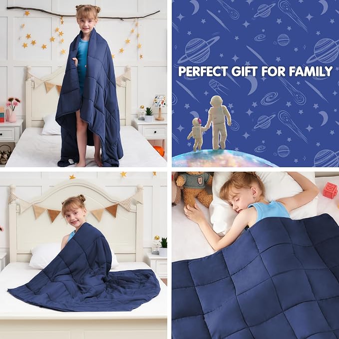 Weighted Blanket 3lbs, 36"x48", Cooling Heavy Throw Blanket for 20-40lbs, Microfiber Soft Thick Big Blankets Weighted Comforter Breathable Gift, Navy