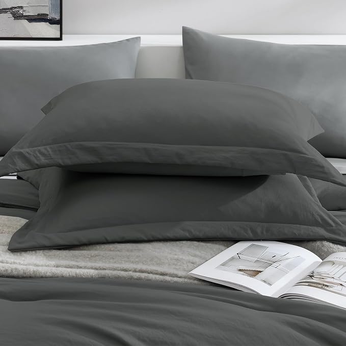 Queen Comforter Set-7 Pieces Soft Prewashed Bed in a Bag Queen Bedding Sets | All Season Comforter with Sheets, Pillow Shams & Pillowcases, Grey