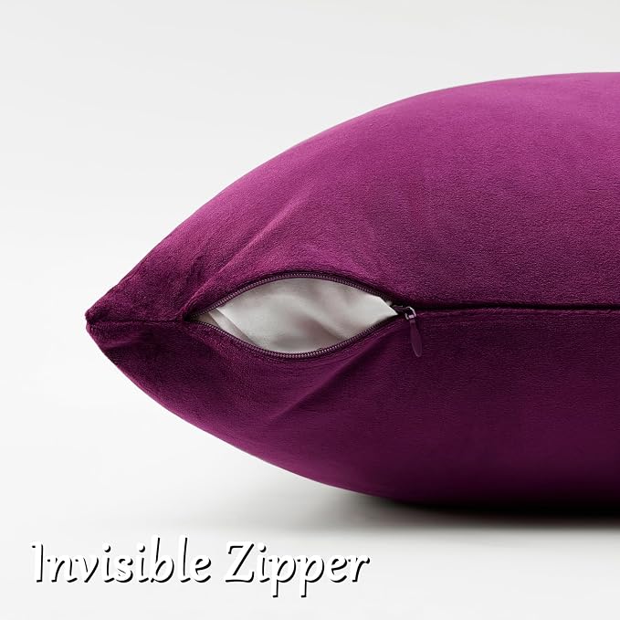 GIGIZAZA Velvet Pillow Covers 20x20 Decorative Pillows Pack of 2 Purple | Throw Pillows for Couch Sofa,280gsm Soft Textured Fabric,Luxury Modern Square Pillowcases,Home Decor Cushion Covers