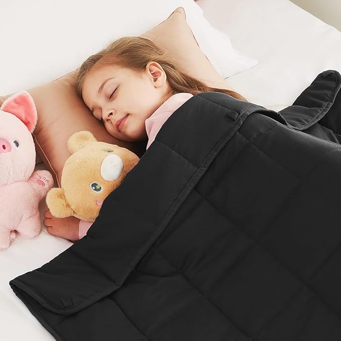 CuteKing Weighted Blanket (10lbs, 48"x72", Grey) Heavy Blanket for 90-100lbs, Breathable Microfiber Material with Glass Beads All-Season Summer Fall Winter Soft Thick