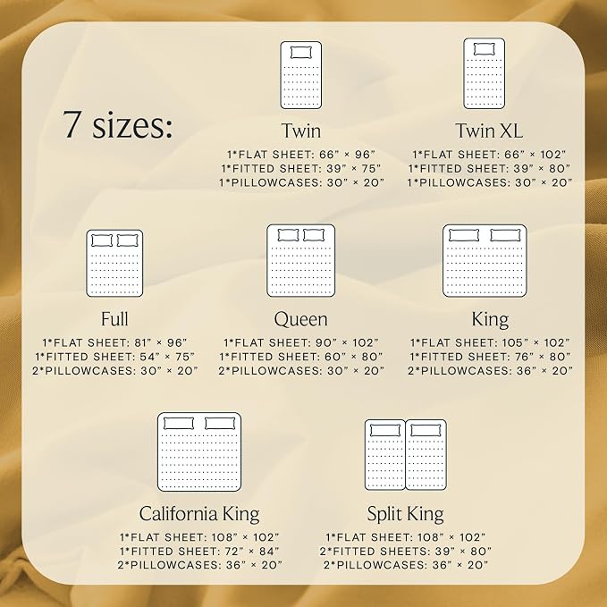 LuxClub 4 PC Full Sheet Set, Deep Pockets Wrinkle Free Cooling Bed Sheets Hotel Bedding for Women, Men, Kids & Teens, Includes 1 Fitted Sheet, 1 Flat Sheet and 2 Pillowcases-Soft Medallion Gold | LuxClub Silky Fitted Sheet & Pillowcase Sets, Breathable...