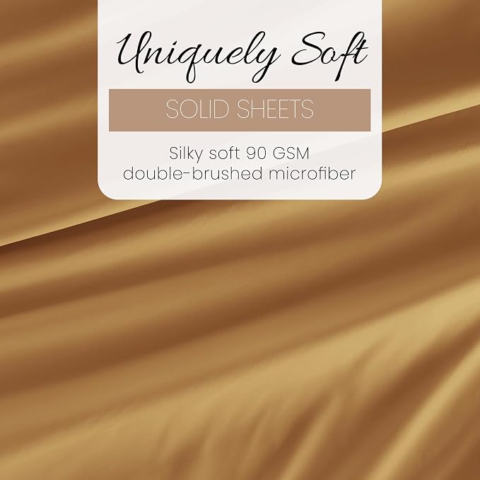 Linen Market Bed Sheets for California King Size Bed (Gold) - Sleep Better Than Ever with These Soft and Cooling California King Sheets - Deep Pocket Fits 16" Thick Beds - 4 Piece Cal King Sheet Set