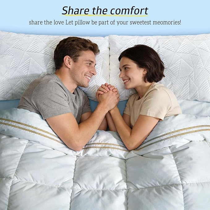 BETU Cooling Pillows Queen Size Set of 2, Shredded Memory Foam Pillows Cool for Hot Sleepers, Adjustable Firm Soft Support Bed Pillows Perfect for Back Neck Pain and Side Sleeping with Cover, White
