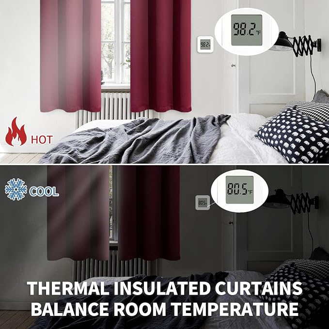 BGment Blackout Curtains for Bedroom - Grommet Thermal Insulated Room Darkening Curtains for Living Room, Set of 2 Panels (52 x 45 Inch, Burgundy) | Grommet Top, Black Out, Room Darkening, Sunblock, Thermal Insulated, Window Drapes for Kids Boys Room, ...