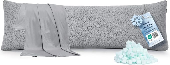 Rainmr Extra Long Body Pillow Cubies Memory Foam 150x50cm – Anime Body Pillow Insert for Adults – with Cooling Gray Cover Huggable Pillows 20x60 inches