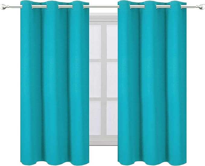 Teal Blackout Curtains 34 x 54 Inch Length/Set of 2 Curtain Panels/Thermal Insulated Room Darkening Blackout Curtains for Bedroom