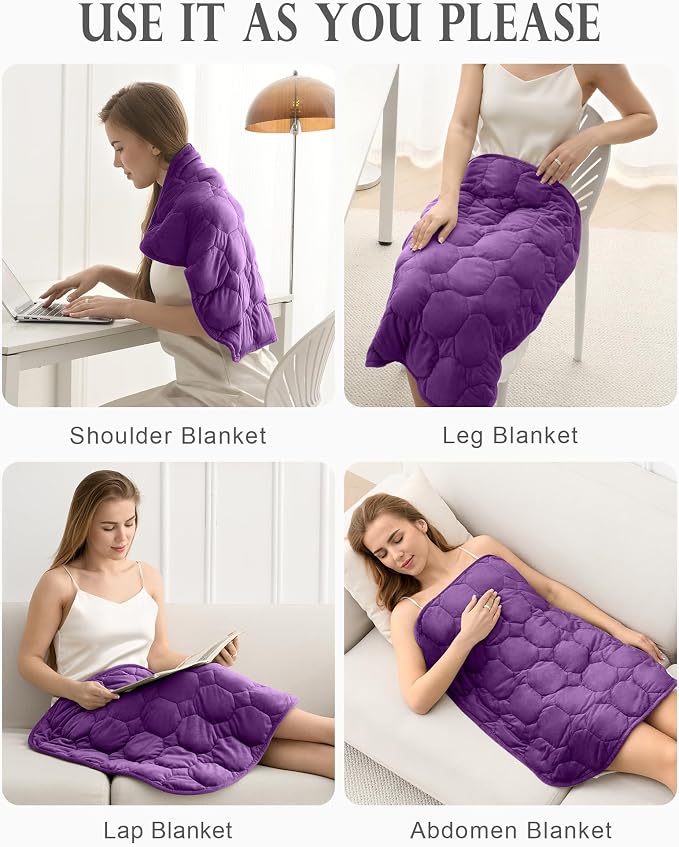 Cottonblue Small Weighted Lap Blanket 5lbs for Adults Teens 29"x33",Purple | Luxury Crystal Velvet Weighted Blanket Pad, Washable Portable Travel Blankets for Sleeping Relaxation All Season, Washable