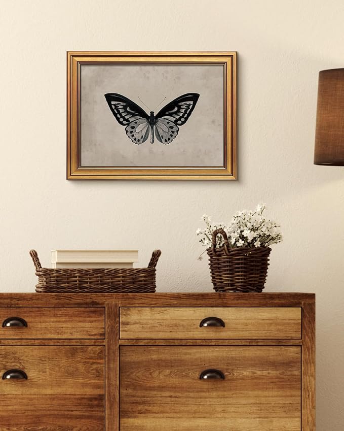 VIYYIEA Vintage Gold Framed Wall Art for Living Room,【Ornithoptera alexandrae】-(16L x 12W)