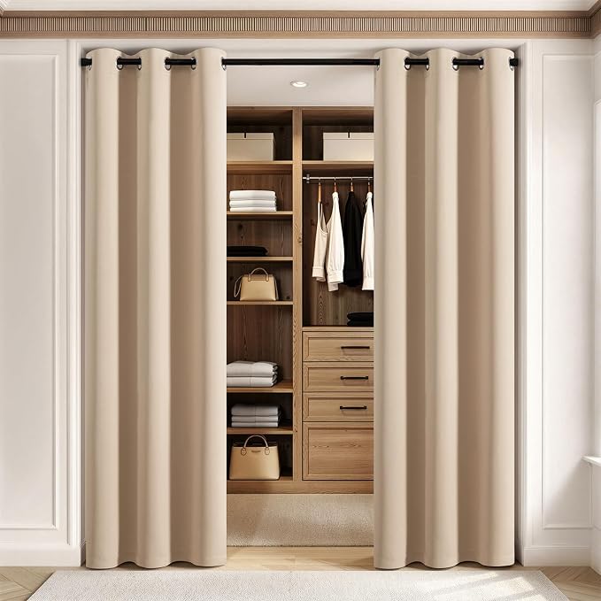 MIULEE Closet Curtain for Open Closet Without Door Grommet Top 34x80 Inches | Covers Closet, Privacy Curtains for Room Divider, Sun/Light Blocking, Quality Fabric, Doorway
