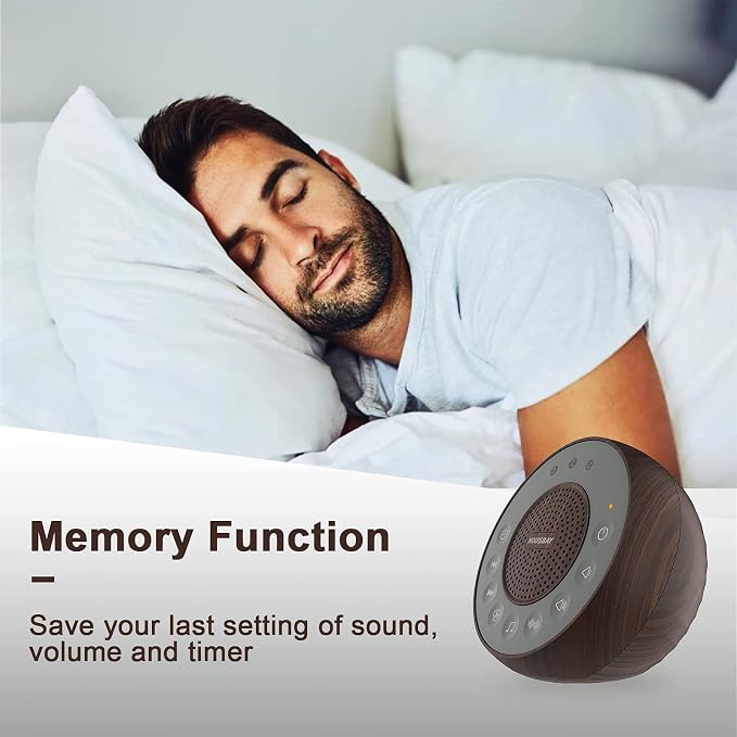 HOUSBAY Sound Machine White Noise for Sleep with Wood Grain | 31 Soothing Sounds, 5W Loud Stereo Sound, Auto-Off Timer, Adjustable Volume, Sleep Machine for Baby, Kid, Adult