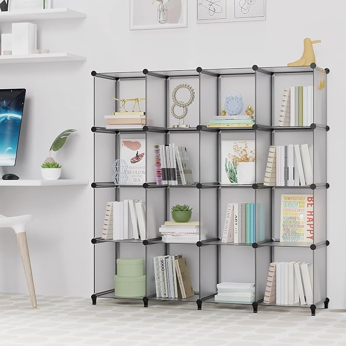 HOMIDEC Closet Organizers and Storage, 16 Cube Storage Organizer | Portable Closet Organizer Cubes Shelves for Clothes, Bedroom, Wardrobe, Kids Room, Bathroom, Grey