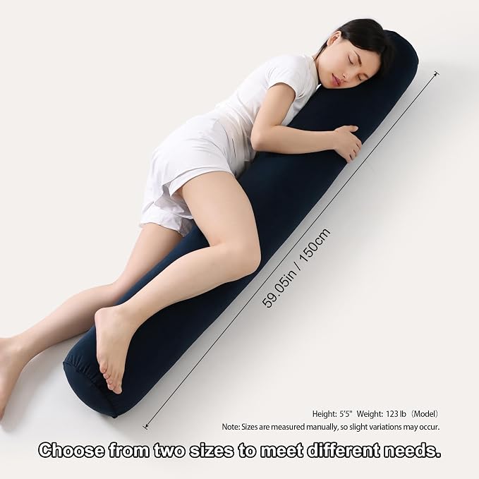 Body Pillow for Adults,Long Round Pillow,Big Cylindrical Pillow,Large Full Bolster Pillows for Side Sleepers (Teal Blue, 59"*7.87")