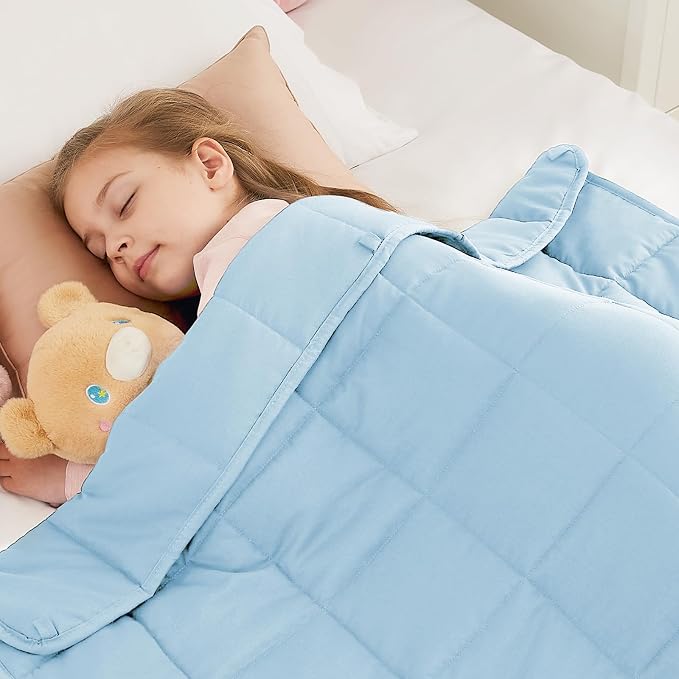 Weighted Blanket - 5 lbs Lightblue Heavy Blanket - Small Size Breathable Lap Blanket(36"x48", 5 lbs)