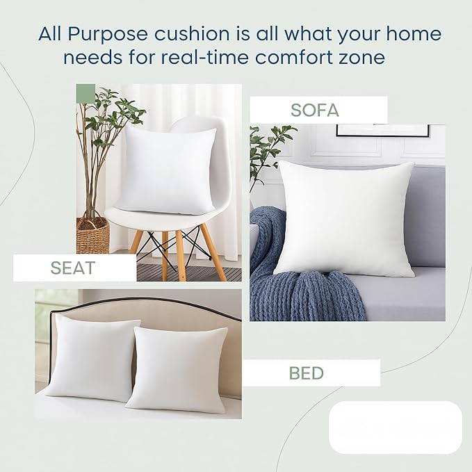 LANE LINEN 4 Pack 18x18 White Throw Pillow Inserts for Decorative Pillow Covers, Couch Pillows for Living Room, Fluffy Pillows for Bed | Solid White Inserts For Sofa Back Support - Fluffy Down Alternative Fill, Shape Retention, Everyday Home Decor Refresh