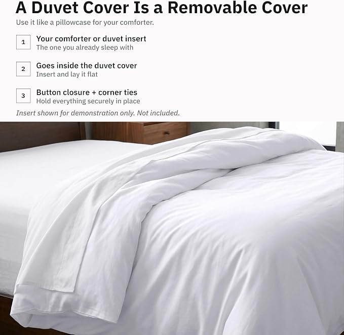 California Design Den 100% Cotton Sateen Full/Queen Duvet Covers, White | Duvet Cover Only, Comforter Not Included, Backed by Good Housekeeping Seal, Button Closure & Corner Ties