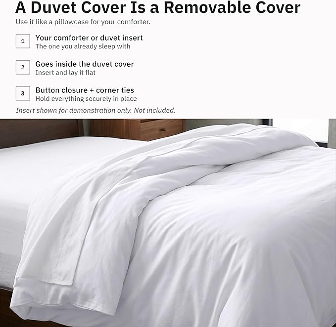 California Design Den Soft 100% Cotton Sateen King Duvet Cover, White | Duvet Cover Only, Comforter Not Included, Backed by Good Housekeeping Seal, Button Closure & Corner Ties