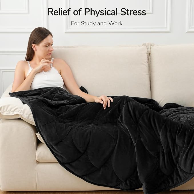 Weighted Blanket for Adults, 15 lbs, 60" x 78", washable Blankets, Black | Soft Queen Size Heavy Blanket, Large Weighted Blankets with Glass Beads for Stress Relief and Sleep Promotion