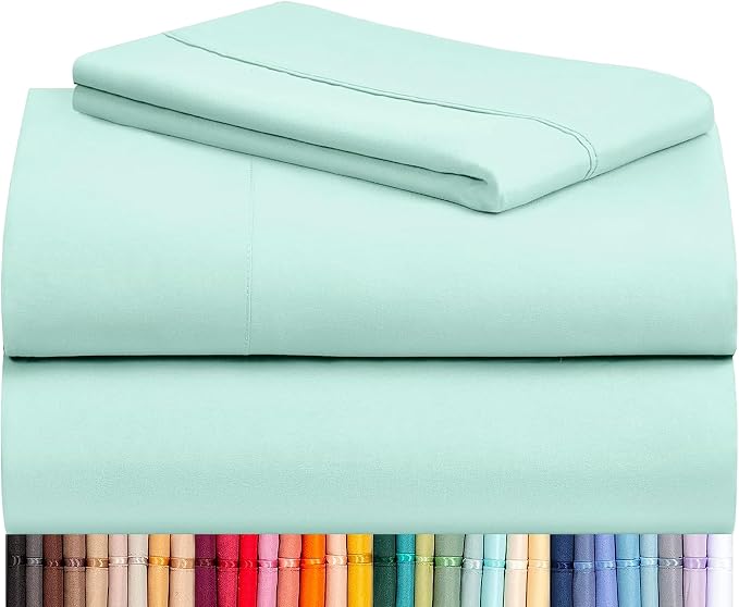 LuxClub Twin XL Sheets Set, Cooling & Soft Deep Pocket Bed Sheets, 3PC | LuxClub Silky Fitted Sheet & Pillowcase Sets, Breathable Hotel Luxury Bedding for Mattress Wrinkle Free, Aquamarine