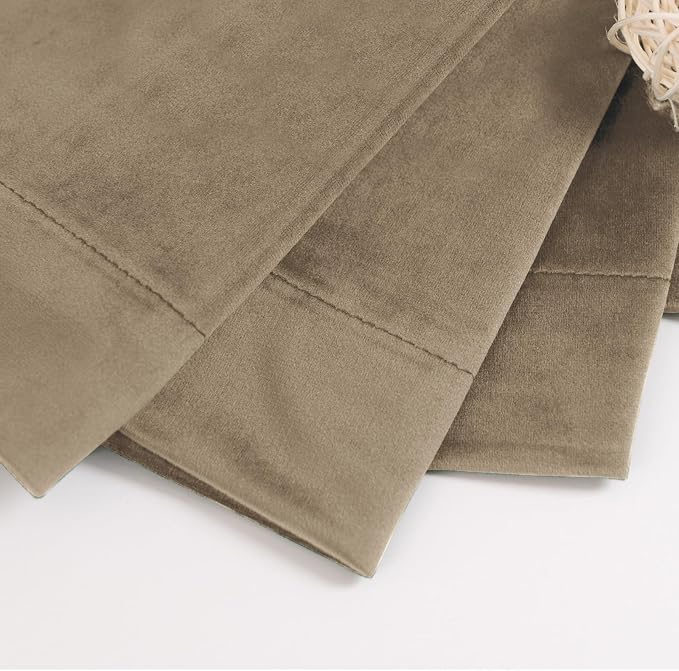 BGment Taupe Velvet Curtains Blackout Curtains for Living Room, 52x108 Inch | Noise Reducing, Energy Saving, Luxury Window Drapes for Bedroom, Elegant, Thermal Insulated, Back Tab Rod Pocket, 2 Panels