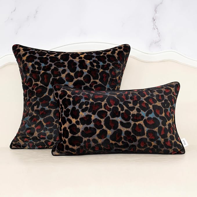 Alerfa Black Floral Throw Pillow Cover 20 x 20 Inch Cut Velvet Sqaure Luxury Decorative Pillow Cover for Couch Living Room Bedroom