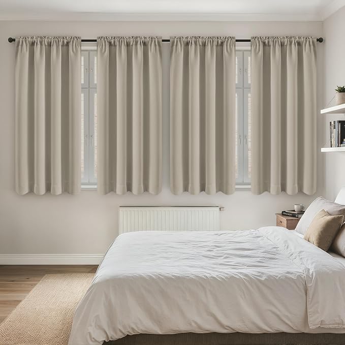 MIULEE Cobblestone Blackout Curtains 4 Panels Set 72 Inch Length Bedroom | Thermal Curtains for Summer Heat, Light Blocking Privacy Window Drapes, Top&Bottom Rod Pocket