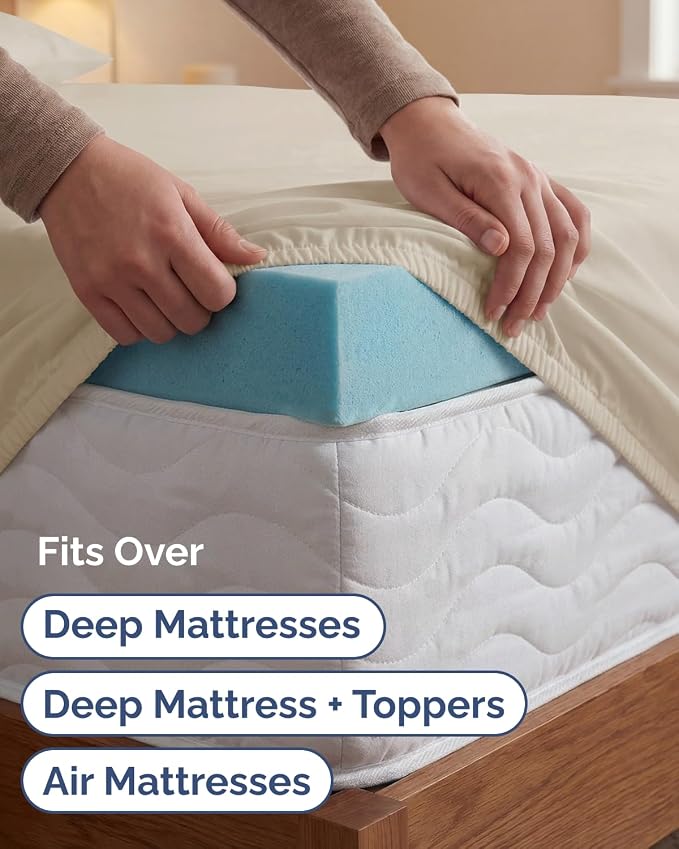 Extra Deep Twin XL Sheet Set - 4 Piece College Dorm Room - Wheat | College Dorm Room Essentials, Easy & Secure Fit, Ultra-Soft, Wrinkle & Fade Free, Comfy Sheets Set with Extra Deep Pockets