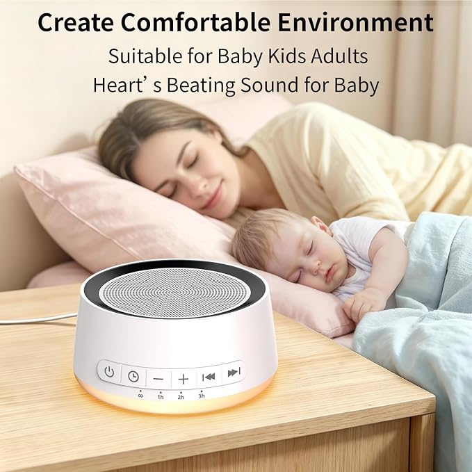 Sound Machine Night Light White Noise Machine with 30 Soothing Sounds 12 Colors Night Light Sleep Machine for Baby Kids Adults Brown Pink Nosie Machine with 32 Volume Levels for Office Home Travel