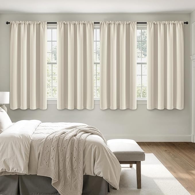 MIULEE Cream Beige Blackout Curtains 4 Panels Set 72 Inch Length Bedroom | Thermal Curtains for Summer Heat, Light Blocking Privacy Window Drapes, Top&Bottom Rod Pocket