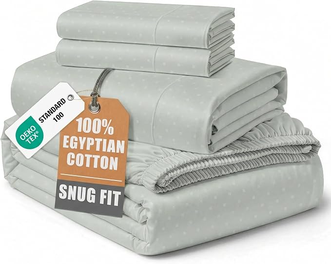 LANE LINEN Extra Deep Pocket Queen Sheets 18-24 Inches Sateen - Silver | Sheets Queen Size Bed Set Cotton - 4-Piece Set, For A Luxurious Night's Sleep, For Guests And Everyday Use, Elegant
