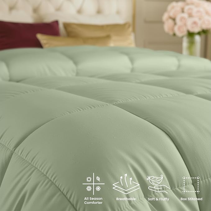 Utopia Bedding Duvet Insert, Comforters Queen Size 88 x 88 in, Sage Green | Cozy All Season Comforter for Kids and Teens, Unisex, Down Alternative Fill, Soft Microfiber Shell, Machine Washable.