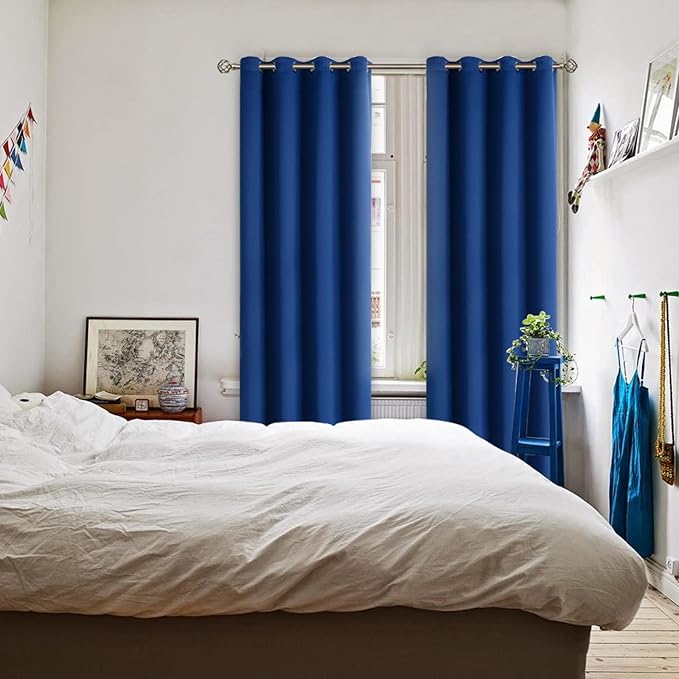 BGment Royal Blue Blackout Curtains for Living Room 84 Inch Long - 2 Panels | Grommet Top, Black Out, Room Darkening, Sunblock, Thermal Insulated, Window Drapes for Bedroom, 52x84 Inch