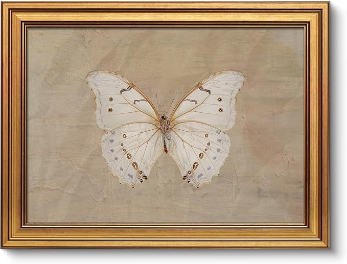 VIYYIEA Vintage Gold Framed Wall Art for Living Room,【Morpho polyphemus】-(16L x 12W)