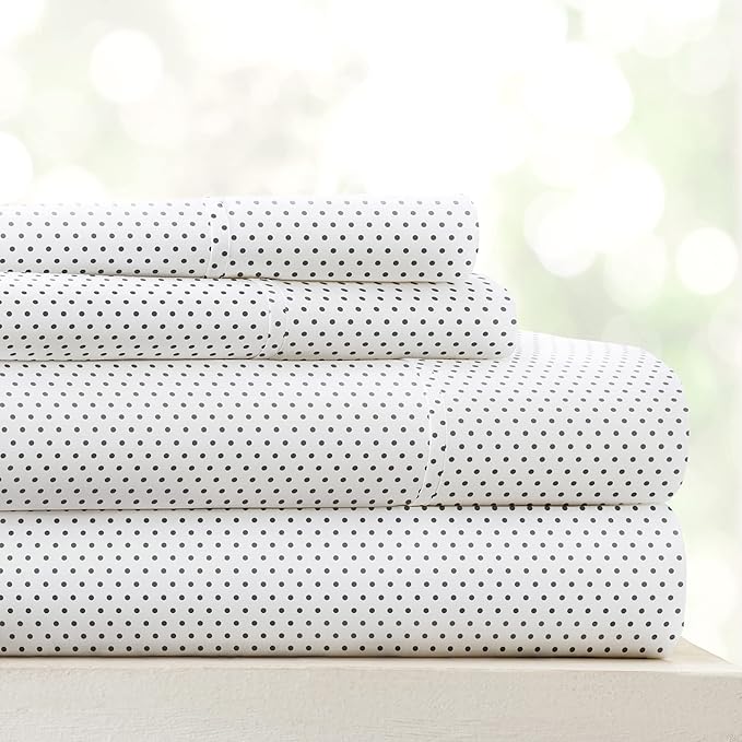 Linen Market Double-Brushed Patterned Microfiber Queen Sheet Set 4 Piece – Oeko-TEX Certified Ultra Soft & Wrinkle-Free - 16" Deep Pocket Sheets - Easy Care Queen Size - Stippled Gray