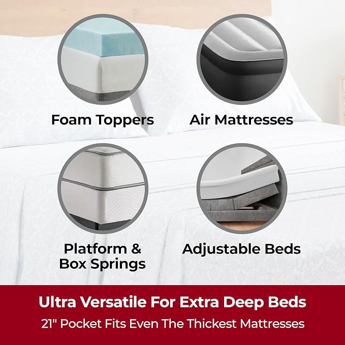 Mellanni Iconic 3-Piece, Ultra Soft Sheet Set (Twin XL, Laced Sky Blue) | 10M+ Sleepers. Lab-tested: Sleeps Cool, Stays Bright, Strong, Smooth. Good Housekeeping Best Bedding, 7 yrs running.