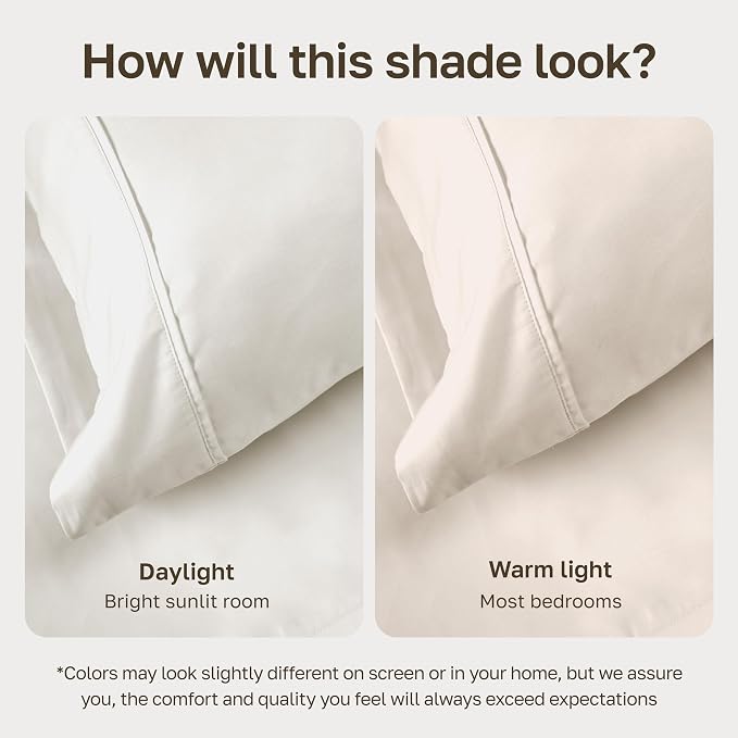 Pack of 2 100% Cotton Sateen Deep Pocket Queen Fitted Sheets, Ivory | 2 Fitted Sheets, 400 Thread Count Backed by Good Housekeeping Seal, 16" Deep Pocket, All-Around Elastic, No-Pop Fit, Durable