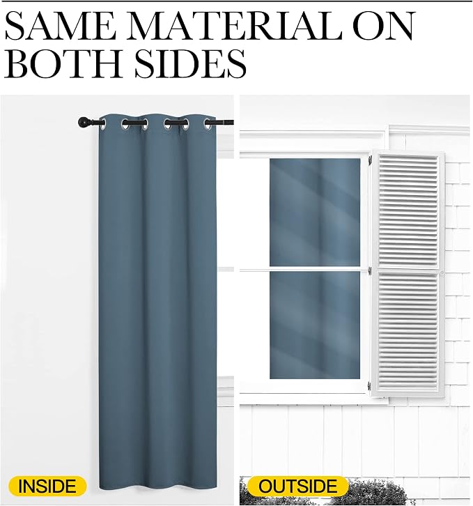 NICETOWN Blackout Curtains for Living Room 2 Panels 55" x 120" Smoky Blue | Thermal Insulated Long Drapes 120 inches Length for Large Window