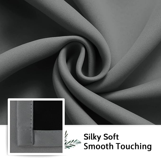 SimpleHome Grey 100% Blackout Curtains Room Darkening Living Room 84 Inch | Curtains for Bedroom,Thermal Insulated Grommet Window Drapes,Curtains for Living Room with Black Back,52 x 84 Inch,2 Panels