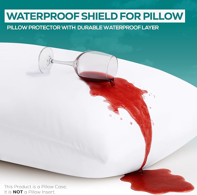 Set of 6 Pillow Protectors with Zipper King Size, Pillow Covers | Ultra Soft Pillow Encasements, Bed Bug & Dust Mite Proof, Moisture Wicking and Waterproof Pillow Cases by Utopia Bedding