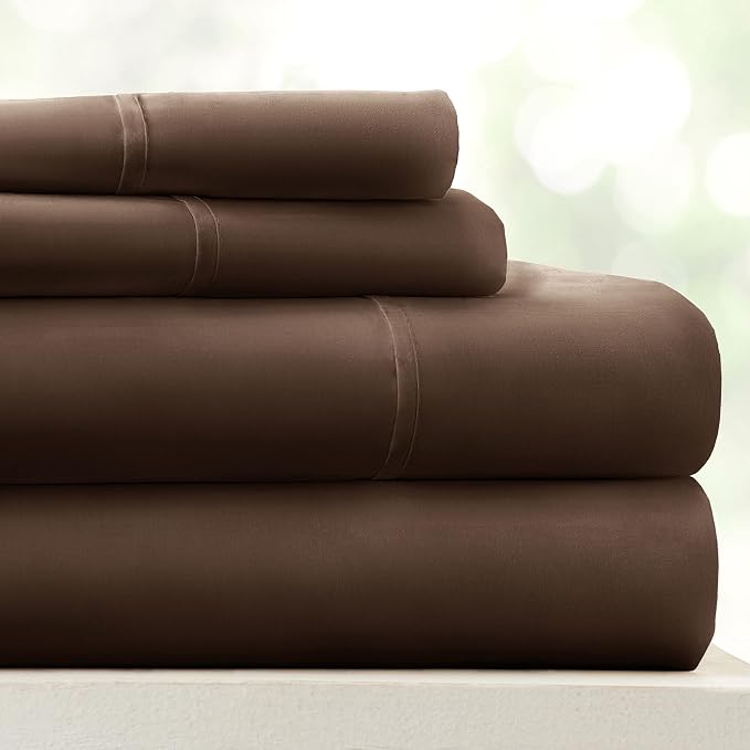 Linen Market Brushed Microfiber Twin XL Sheet Set 3 Piece – Oeko-TEX Certified Ultra Soft & Wrinkle-Free - 16" Deep Pocket Sheets - Easy Care Twin XL Size - Chocolate