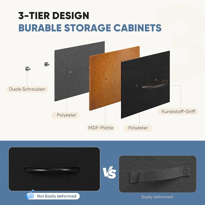 DUMOS 9 Drawer Dresser for Bedroom, Chest of Drawers | Fabric Storage Organizer, Sturdy Metal Frame Wooden Top, Closet Entryway Guest Room, Matte Black
