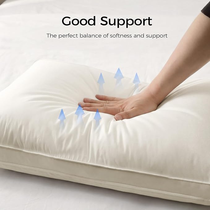 puredown® Gusseted Goose Feather Down Pillows, 100% Organic Cotton Cover, Luxury Hotel Collection Bed Pillows for Sleeping Set of 2, King Size