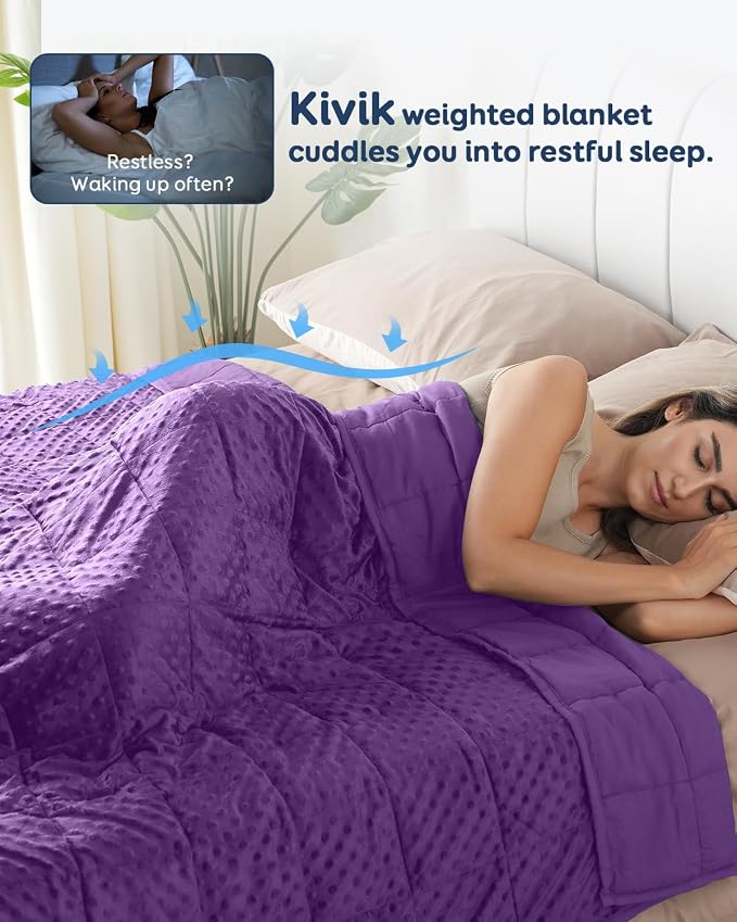 12lbs Weighted Blanket for Adults, 48"x72" Twin Size Heavy Blankets | Soft Raised Minky Dot Texture, Reversible Cooling & Cozy for All Seasons, 7-Layer Design for Even Weight, Machine Washable