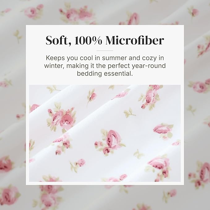 Modern Threads Silky Soft Microfiber and Wrinkle Free Sheets - Luxurious Microfiber Bed Sheets Includes Flat Sheet, Fitted Sheet with Deep Pockets, & Pillowcases Ivory, King
