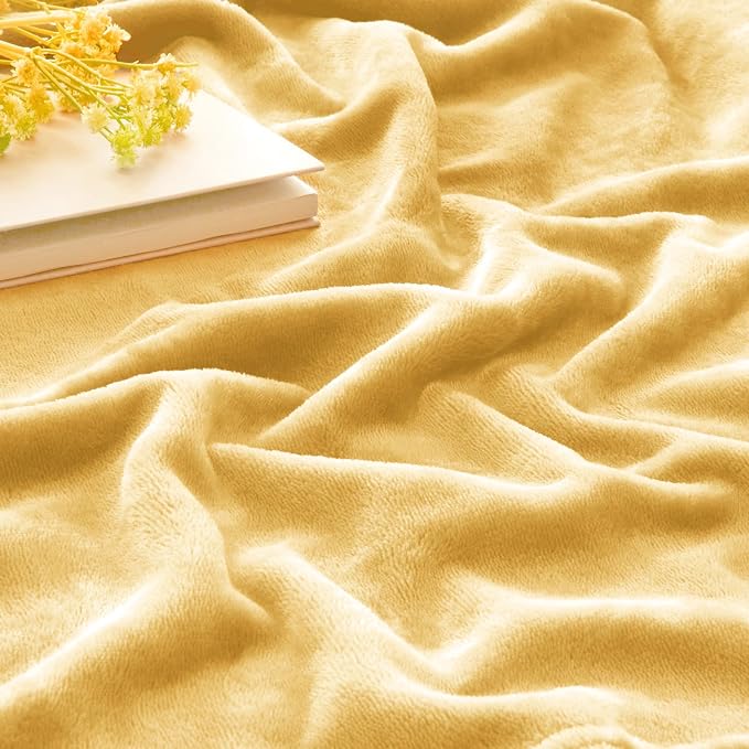 BEDELITE Fleece Blanket Soft Plush Twin Size Blanket Cream Yellow 60"x80" | Ultra Soft Fleece, Plush Microfiber, Lightweight Warmth, All Season Comfort, Fade Resistant, Machine Washable, Couch Sofa Bed