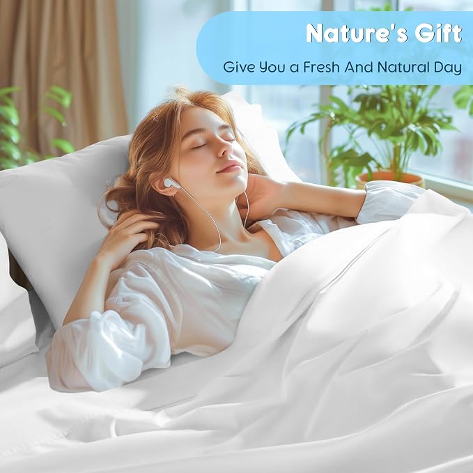 SONORO KATE 1000 Series 100% Egyptian Cotton Cal King Sheet Set,4 Pieces | Soft,Breathable Long Staple,Sateen Weave,Luxury 5-Star Hotel Bed Sheets,16" Deep Pocket,White