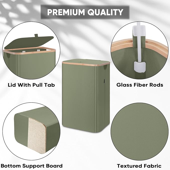 BALEINE 70L Laundry Hamper with Lid, Large Laundry Basket Bin | Large Capacity, Easy-Access Lid, Shape-Retaining Structure, Pull Handles, Ideal for Bedroom, Dorm, Laundry Room