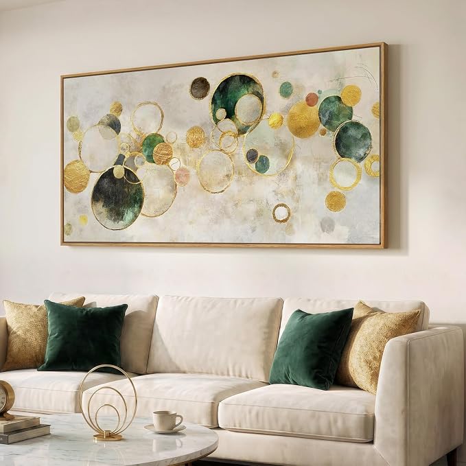 Large Framed Gold Abstract Wall Art for Living Room, Horizontal 30x60 In | Modern pictures, Canvas prints, Wood frame, Minimalist painting, Artwork for walls, Wall decor for bedroom dining room office
