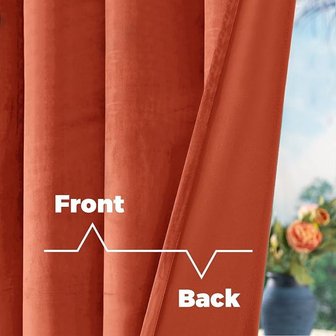 BGment Terracotta Velvet Curtains Living Room Curtains 84 Inches Long | Burnt Orange, Fall Decor, Luxury, Super Soft, Heavy, Curtains for Bedroom, Back Tab Rod Pocket, 2 Panels, 52 x 84 Inch