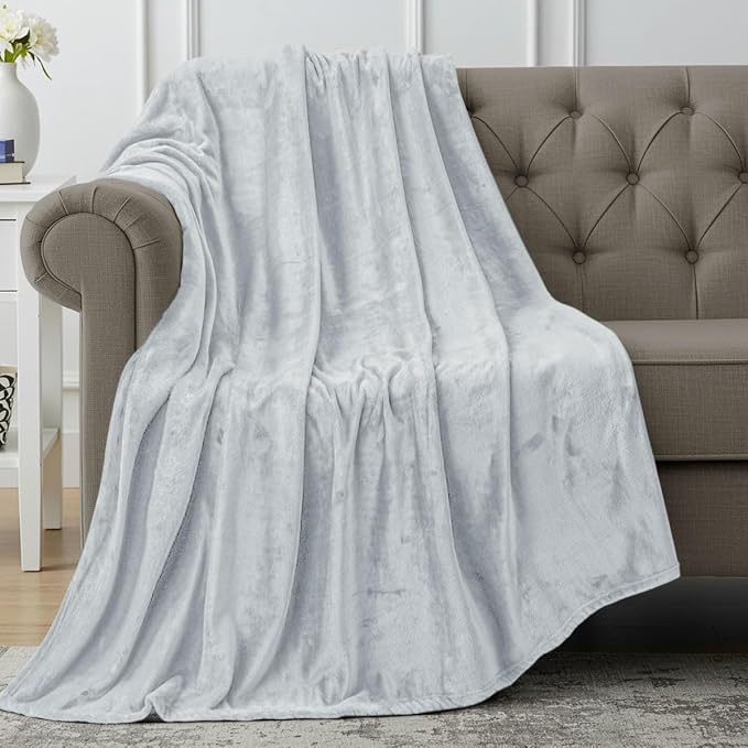 Utopia Bedding Soft Fleece Bed Blanket Throw Size Light Grey (50x60 Inch) | Microfiber Plush Warm Lightweight Breathable Cozy Blanket Anti-Static, All Season Use, Gift for Women and Men
