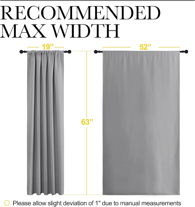 NICETOWN Blackout Curtain Panels for Window - Energy Efficient & Noise Reducing Thermal Insulated Rod Pocket Blackout Drapes/Draperies for Living Room (Silver Grey, 2 Panels, W52 inches x L63 inches)